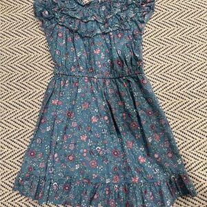 Janie and Jack Blue Floral Ruffle Dress with matching headband